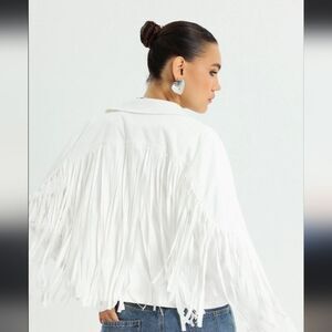 EUC Boutique FAUX Suede Fringe Cropped Jacket